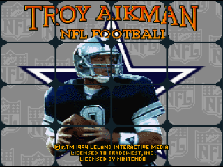 NFL Football title screen for Super Nintendo